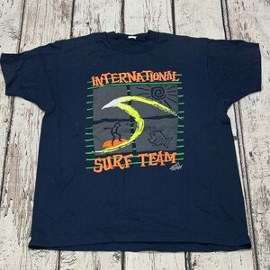 Vintage International Surf Team Blue 1980s Graphic Tee Top Shirt